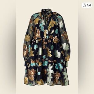 Floral Stine Goya with Ruffled Neckline